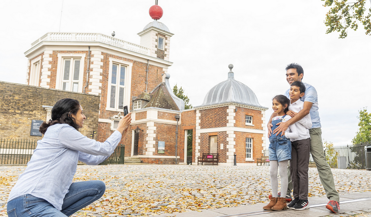 Family on the Meridian Line in Greenwich